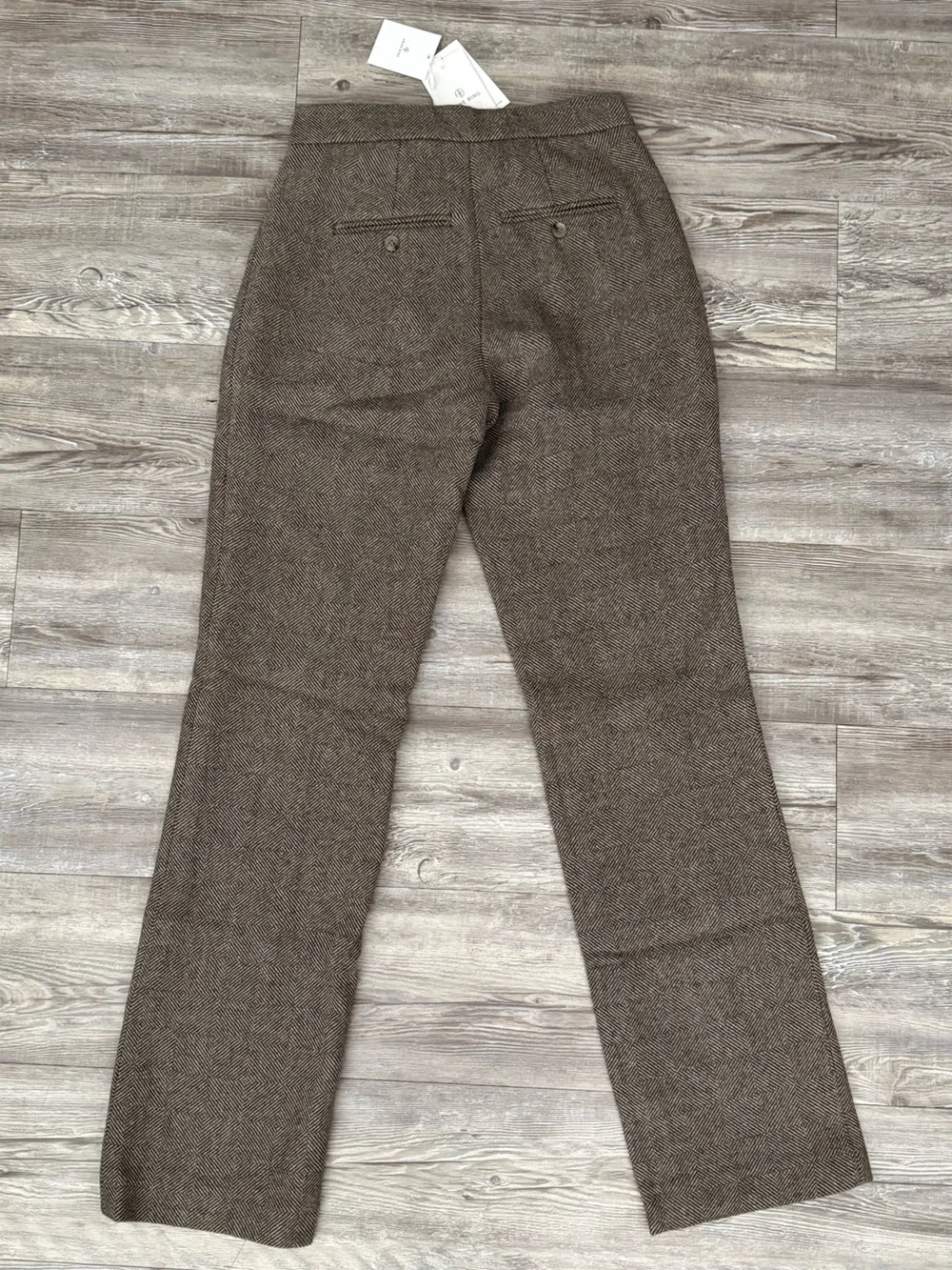 NWT Anine Bing Brice Herringbone Wool Trousers 32